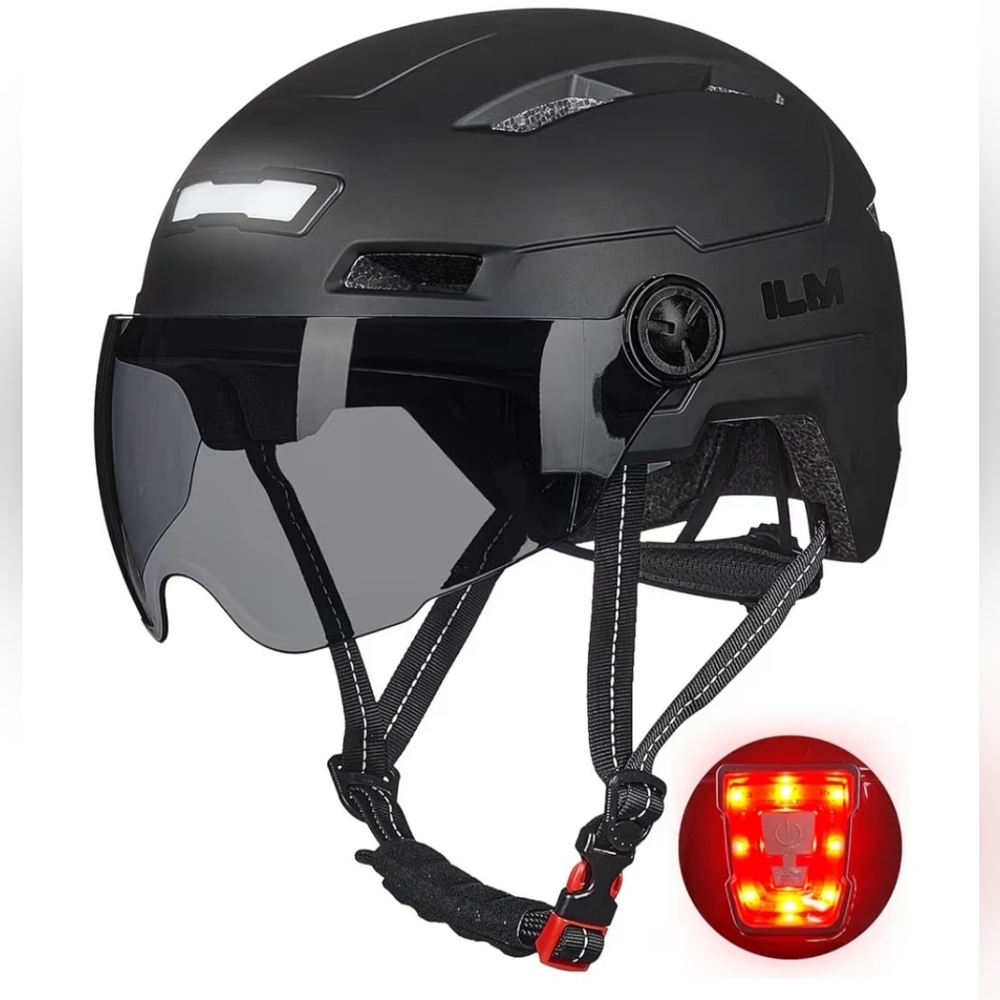 ILM Adult Bike Helmet with USB Rechargeable LED Front and Back Light